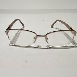MaxMara Stylish Rose Gold Frame and Beige/Taupe Arm Glasses